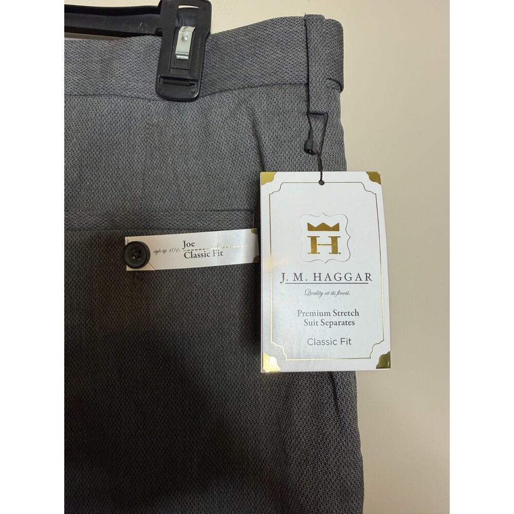 J.M. Haggar Dress Pants Mens 38x30 Gray Premium Stretch Classic Fit Waistband - Picture 4 of 6